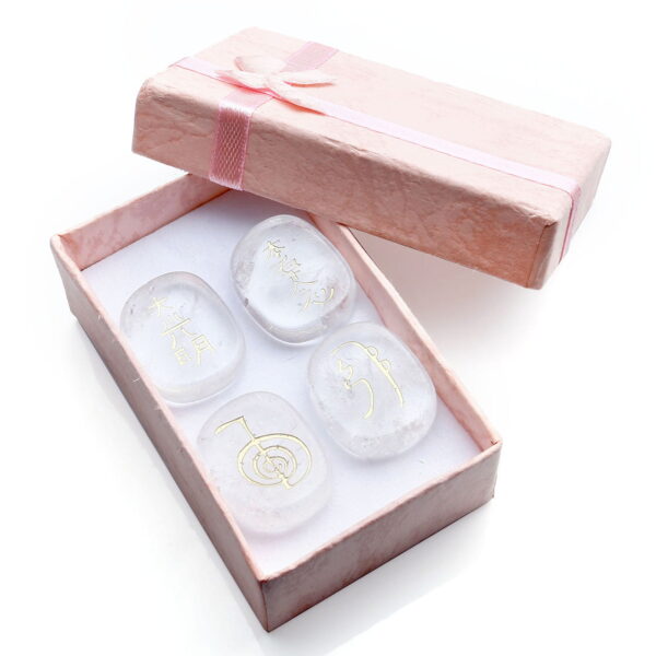 Flat Oval Symbol Text Rose Quartz White Crystal Black Agate