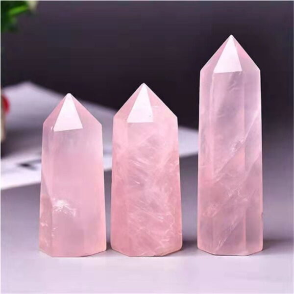 Rose Quartz Single Point Hexagonal Prism Rough Stone