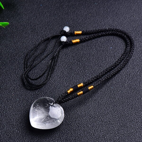 Natural White Crystal Heart Shaped Crystal Pendant Necklace