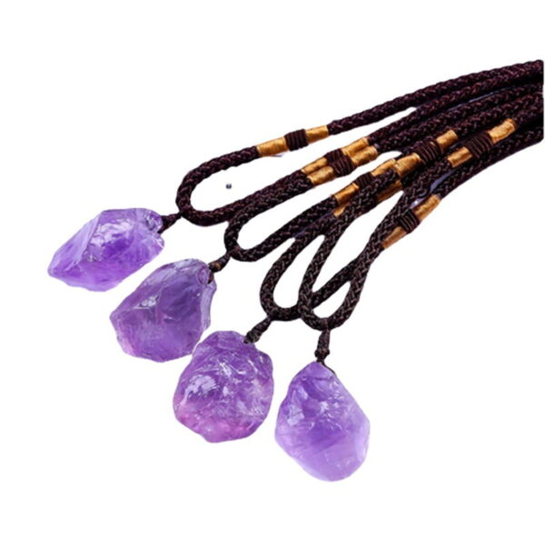 Natural Irregular Amethyst Pink Quartz Citrine White Crystal Rough Stone Pendant Necklace