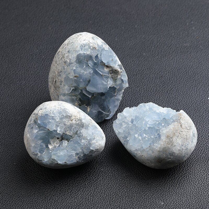 Natural Blue Crystal Cave Raw Stone Ornament Craft