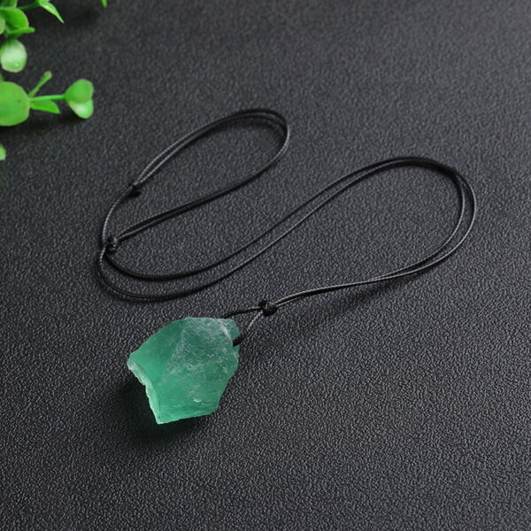 Natural Green Fluorite Pendant Rough Stone Irregular Crystal Necklace Fluorite Random Rough Stone