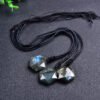 Natural Labradorite Hexagram Pendant Necklace - Image 4
