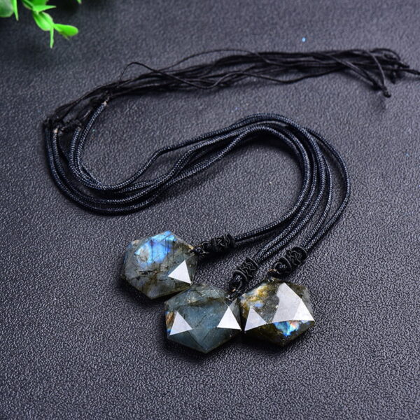 Natural Labradorite Hexagram Pendant Necklace