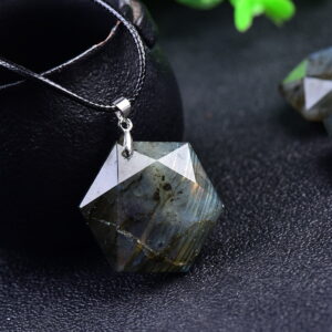 Natural Labradorite Hexagram Pendant Necklace Natural Labradorite Hexagram Pendant Necklace