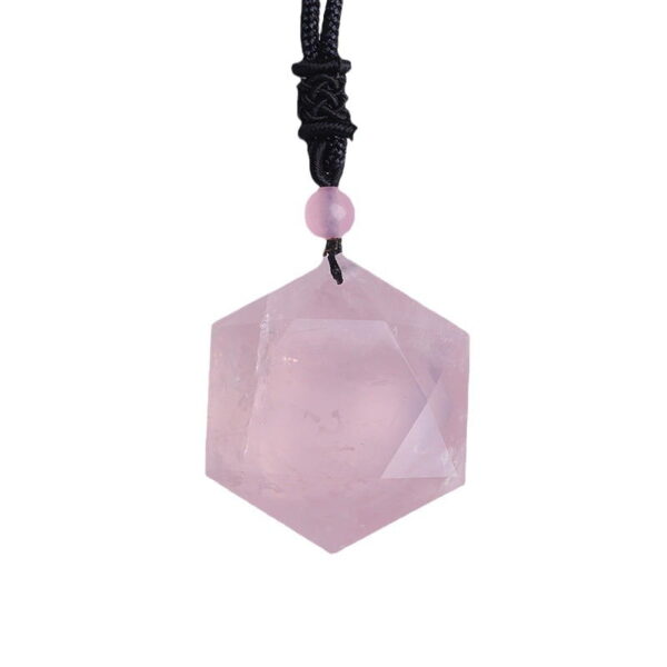 Natural Rose Quartz Hexagram Pendant Necklace