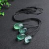Natural Green Fluorite Oval Crystal Rough Stone Pendant Necklace - Image 3
