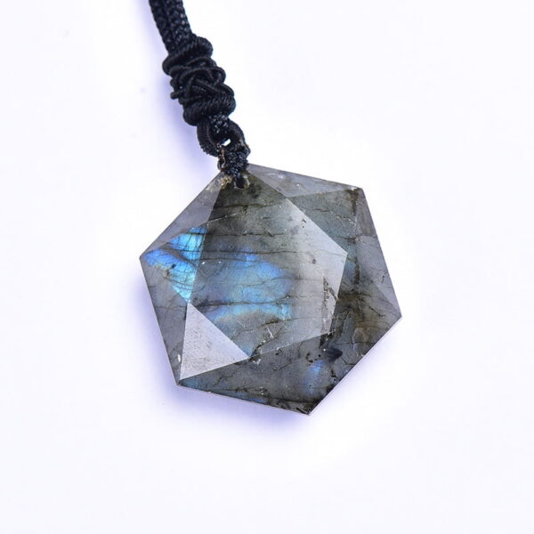 Natural Labradorite Hexagram Pendant Necklace