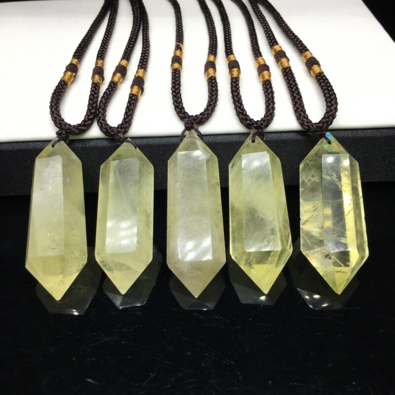 Natural Citrine Crystal Hexagonal Prism Pendant Necklace - Image 4