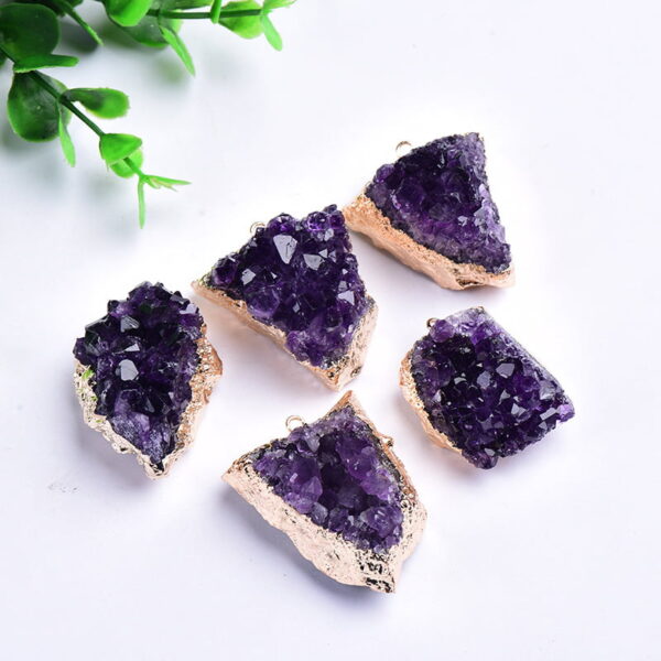 Natural Amethyst Cluster Raw Stone Pendant