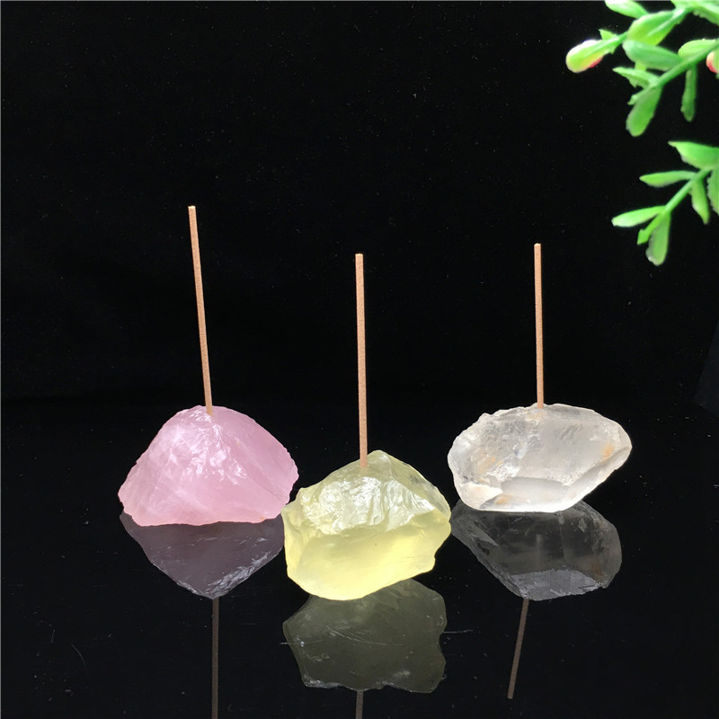 Natural crystal incense holder