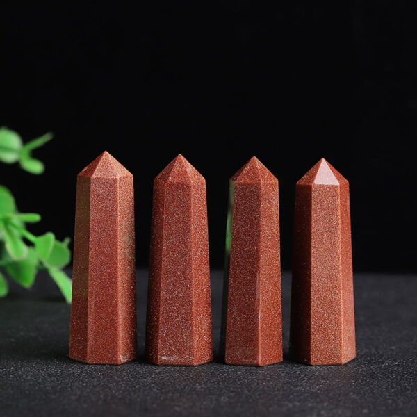 Natural Gold Sand Stone Single Pointed Hexagonal Prism