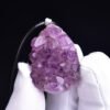Natural Amethyst Cluster Teardrop-shaped Rough Stone Pendant Necklace