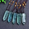 Natural Crystal Green Fluorite Single Point Hexagonal Pendant Necklace - Image 3