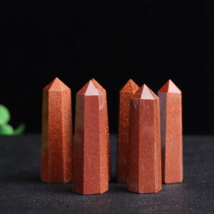 Natural Gold Sand Stone Single Pointed Hexagonal Prism Natural Gold Sand Stone Single Pointed Hexagonal Prism