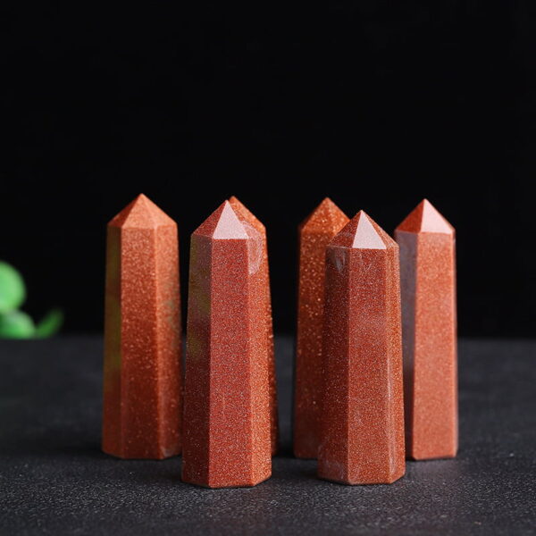 Natural Gold Sand Stone Single Pointed Hexagonal Prism