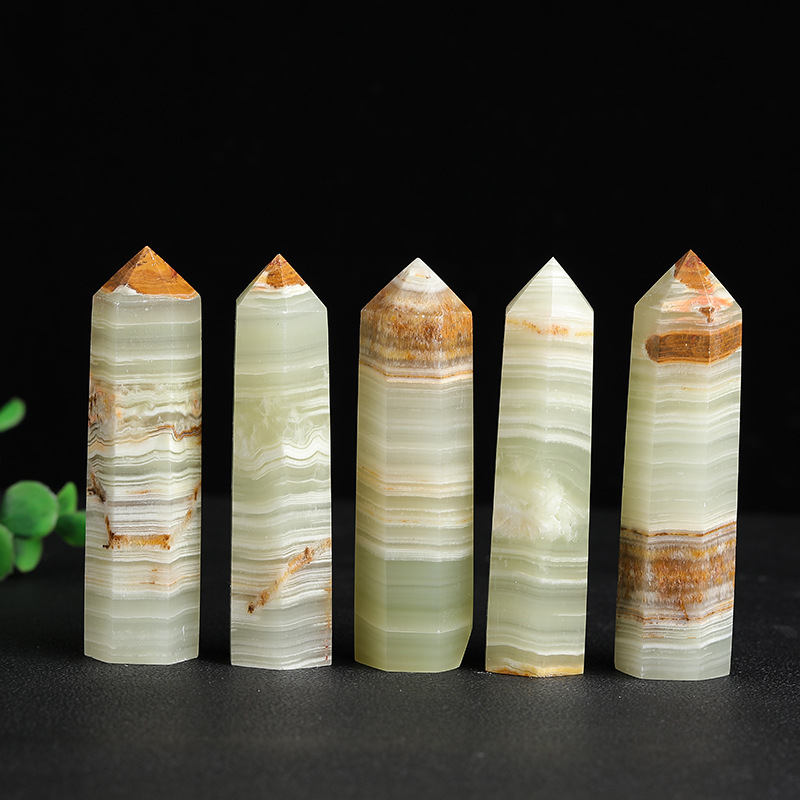 Natural Crystal Afghanistan Jade Single Pointed Hexagonal Prism Crystal Raw Stone Home Decoration