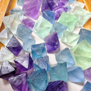 Natural Blue Fluorite Octahedron Crystal Rough Stone