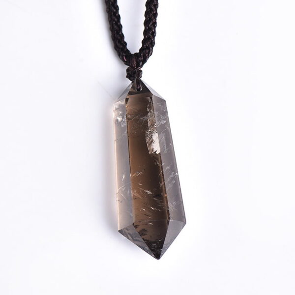 Natural Brown Quartz Double-pointed Smoky Quartz Hexagonal Prism Pendant Necklace