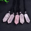 Natural Pink Crystal Hexagonal Prism Necklace - Image 3