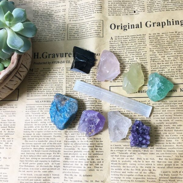 Natural Crystal Colorful Rough Stone Set Mineral Specimen 9pcs/box