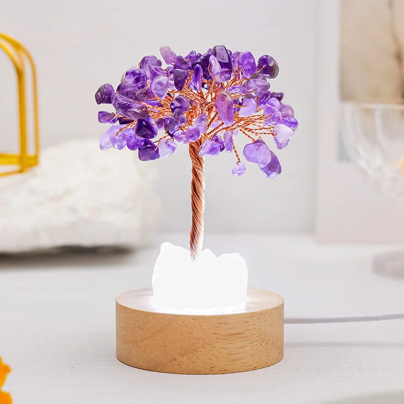 Natural Crystal Fortune Tree Night Light Bedside Lamp Atmosphere Light Ornament