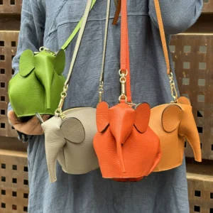Handmade Elephant Genuine Leather Crossbody Bag