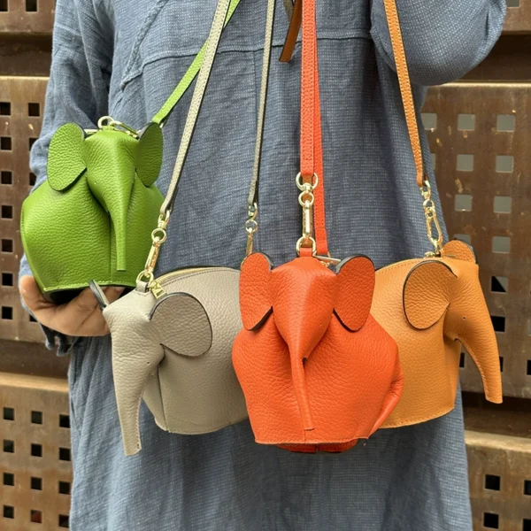 Handmade Elephant Genuine Leather Crossbody Bag