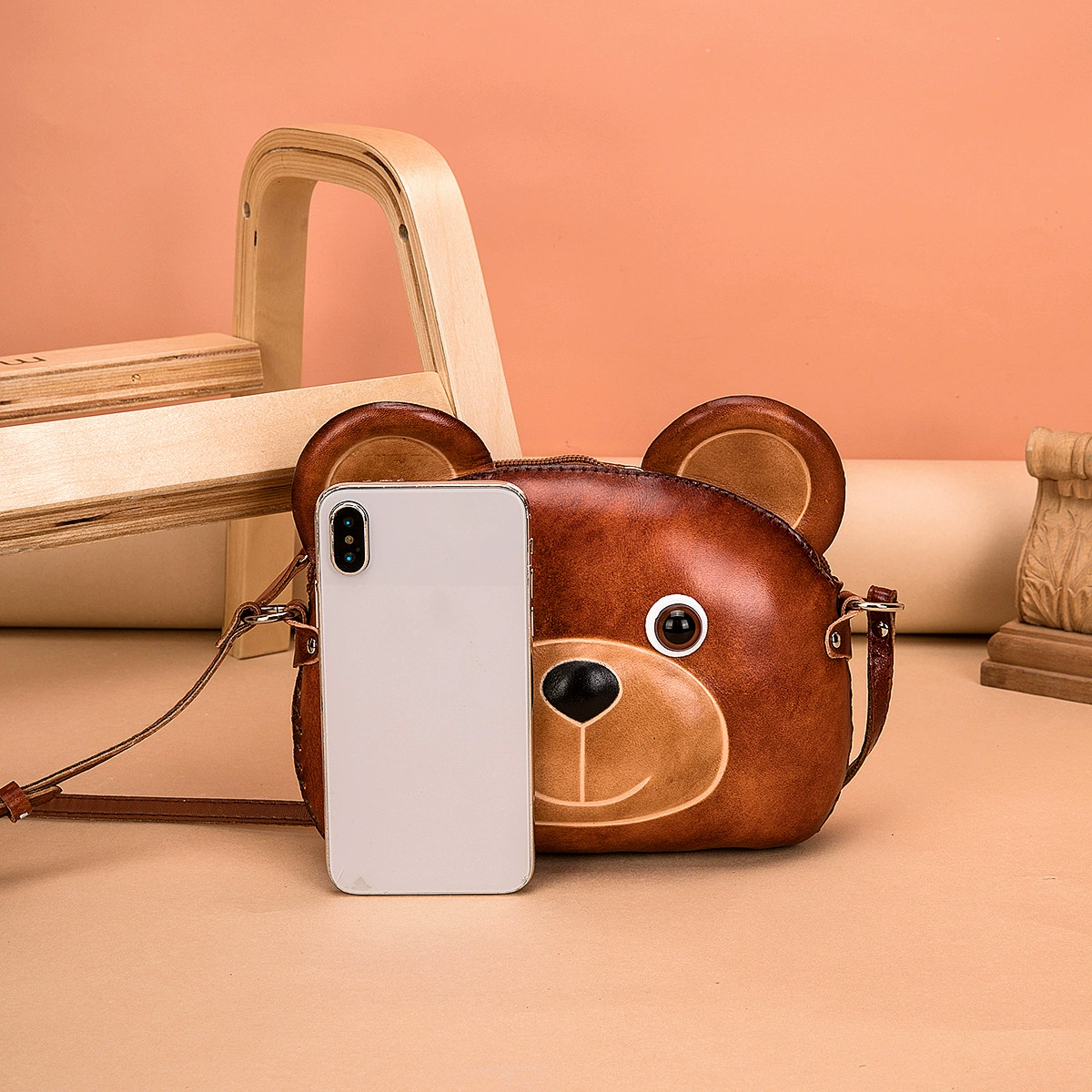 Bear Genuine Leather Crossbody Bag Shoulder Bag