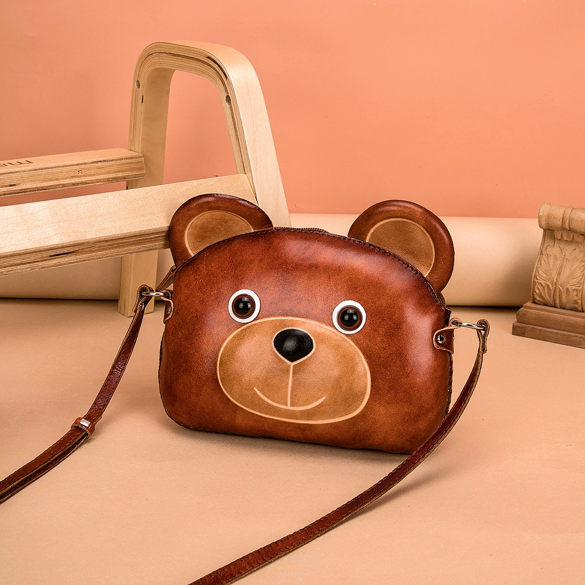 Bear Genuine Leather Crossbody Bag Shoulder Bag - Image 4